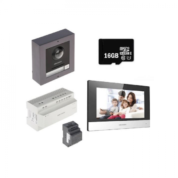 Hikvision DS-KIS702 set de interfon video cu 2 fire, cu alimentare pe șină DIN