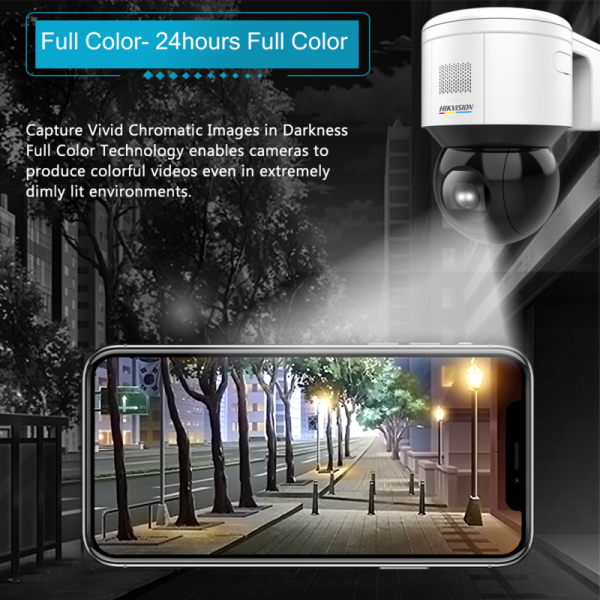 Hikvision DS-2DE3A400BW-DE - 4 Megapíxeles - ColorVu - Cámara con movimiento horizontal y vertical